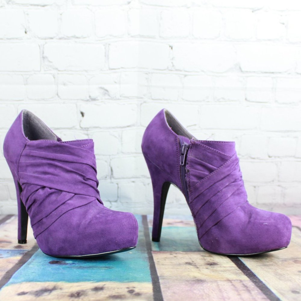 G By Guess Purple Suede Slouch Stiletto Side Zip Fashion Booties 8.5 M - Picture 3 of 8